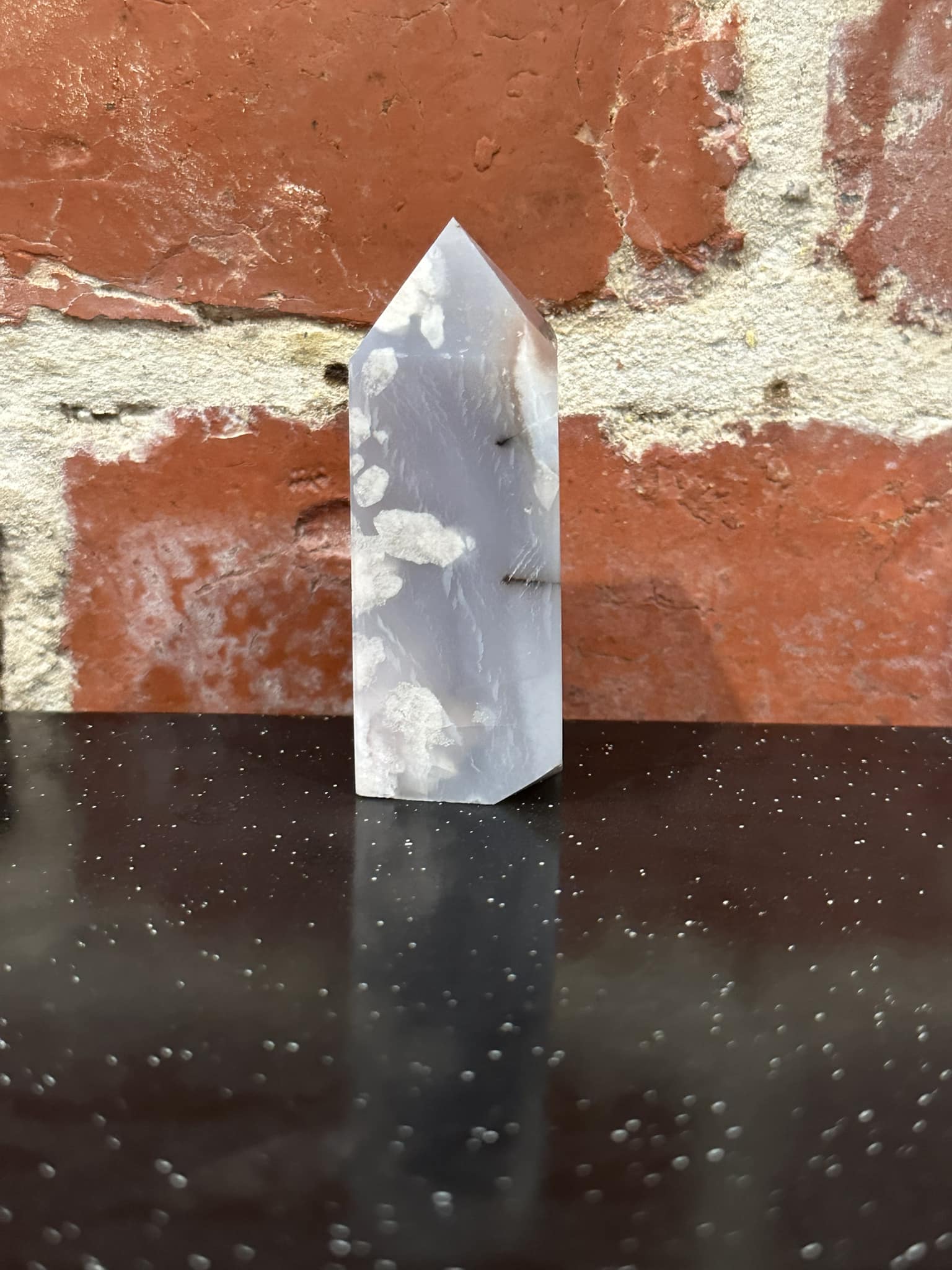 Flower Agate/ Cherry Blossom Agate Point - Four-sided