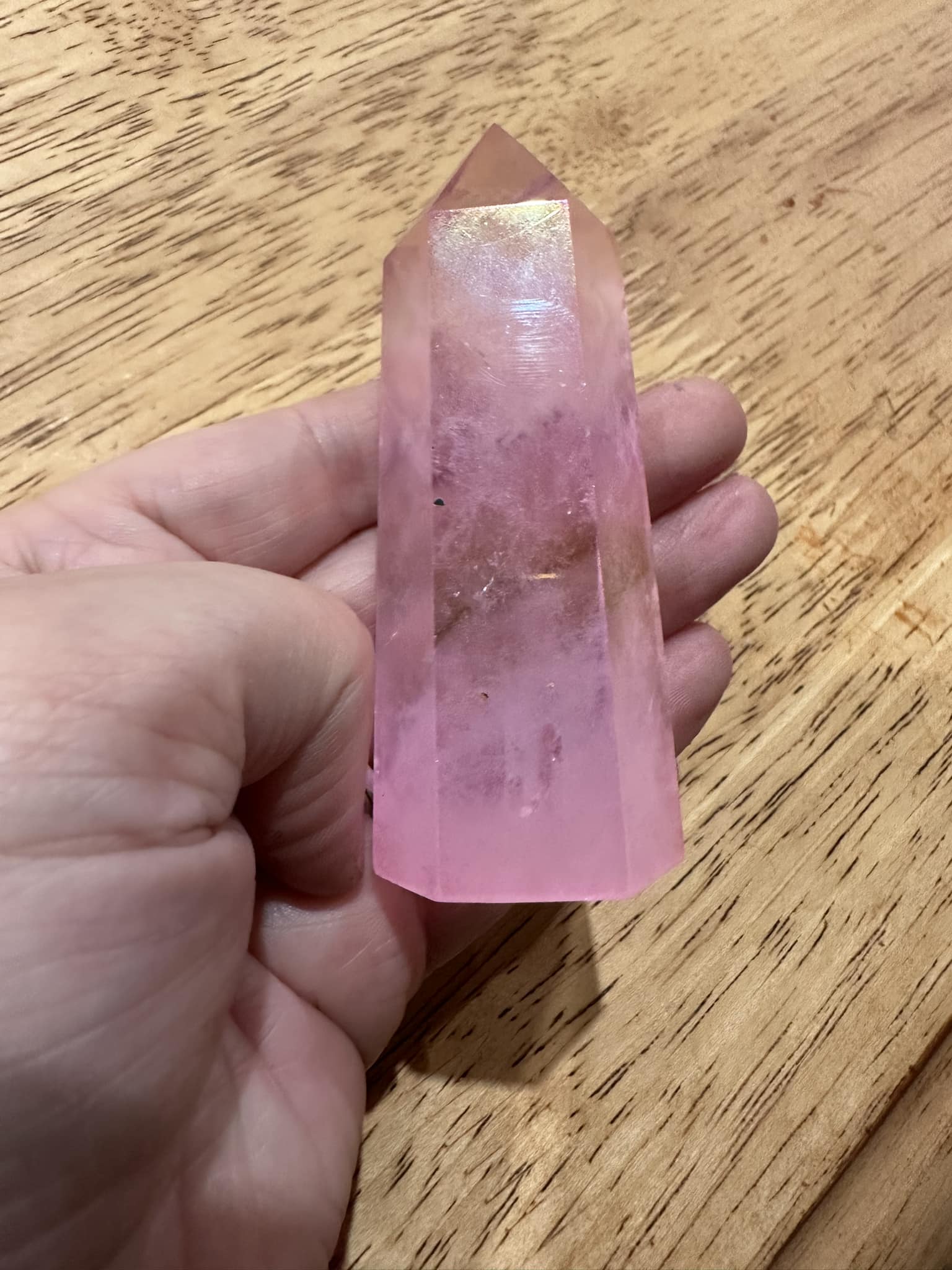 Pink Aura Quartz Point