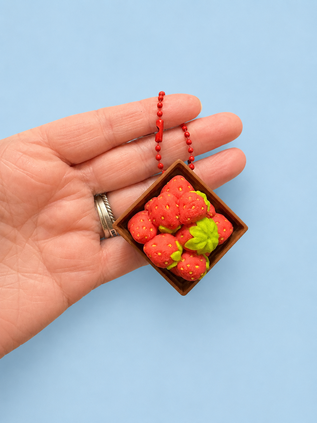 Basket of Strawberries  Fidget Clicker Keyring