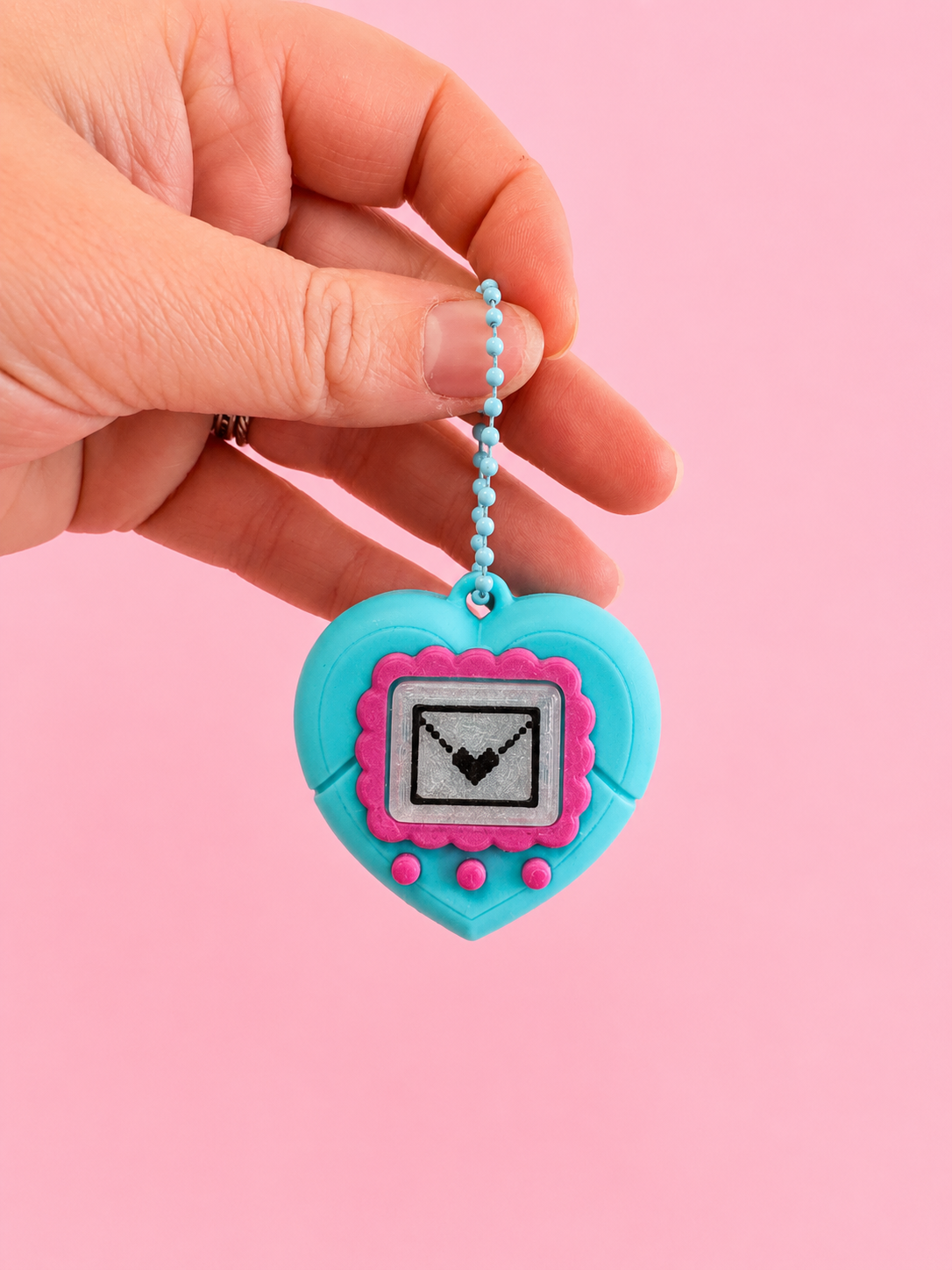 Tamagotchi Inspired Lovey Dovey Fidget Clicker Keychain