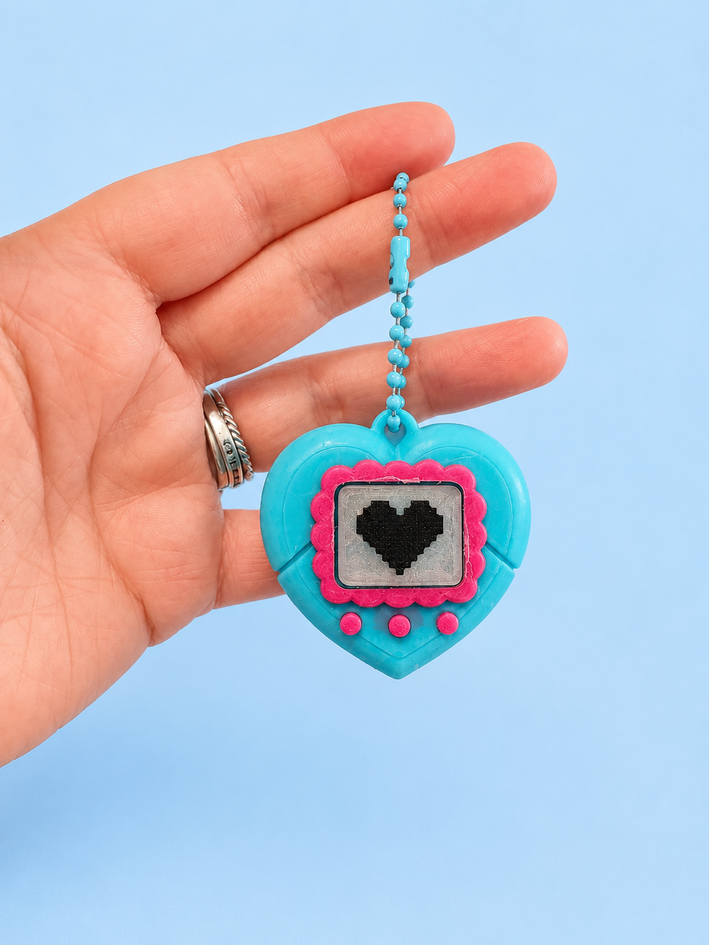Tamagotchi Inspired Lovey Dovey Fidget Clicker Keychain