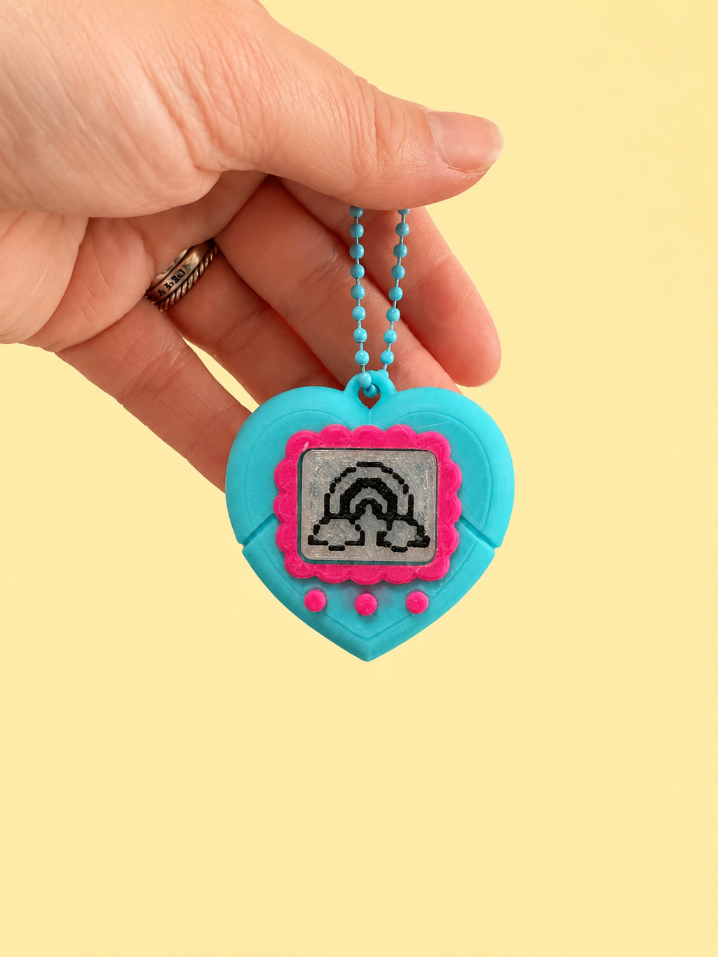 Tamagotchi Inspired Lovey Dovey Fidget Clicker Keychain
