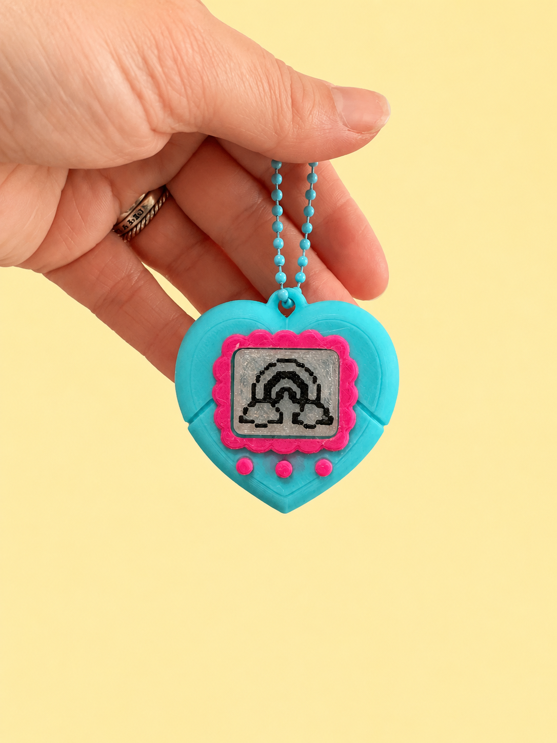 Tamagotchi Inspired Lovey Dovey Fidget Clicker Keychain